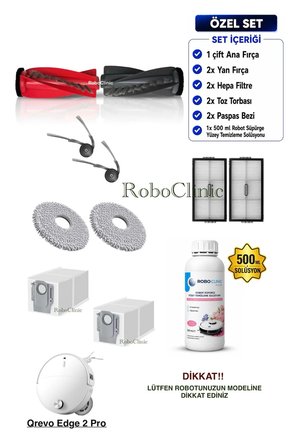 Roborock Qrevo Edge 2 Pro Robot Süpürge Uyumlu Deterjan, Toz Torba, Fırça, Filtre, Mop Yedek Parça Seti.
