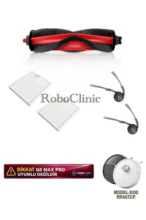 Roborock Q8 / Q8 Plus RRA0TCP Robot Süpürge Uyumlu Yedek Fırça, Filtre 5 Parça