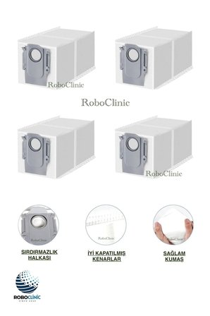 Roborock Saros 20 Sonic Robot Süpürge Uyumlu Yedek Toz Torbası 4 Parça