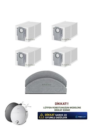 Roborock Saros 20 Sonic Robot Süpürge Uyumlu Yedek Toz Torba, Mop Paspas 6 Parça