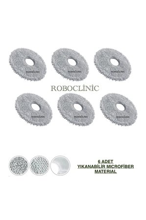 Roborock Saros 20 Robot Süpürge Uyumlu Yedek Microfiber Mop Paspas -6 Adet
