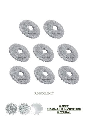 Roborock Saros 20 Robot Süpürge Uyumlu Yedek Microfiber Mop Paspas -8 Adet