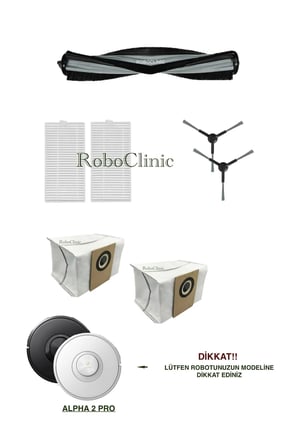 Viomi Alpha 2 Pro Robot Süpürge Uyumlu Yedek Toz Torba, Fırça, Hepa Filtre -7 Parça