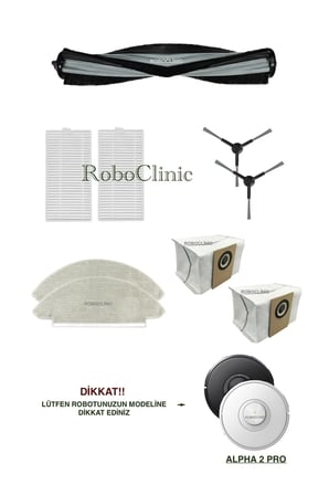 Viomi Alpha 2 Pro Robot Süpürge Uyumlu Yedek Toz Torba, Fırça, Filtre, Mop -9 Parça