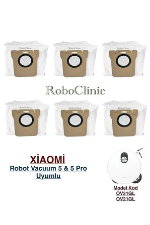 Xiaomi Mi Robot Vacuum 5 / 5 Pro Süpürge Uyumlu Yedek Toz Torba 6 Parça