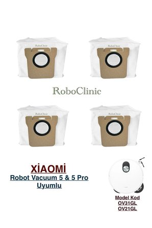 Xiaomi Mi Robot Vacuum 5 / 5 Pro Süpürge Uyumlu Yedek Toz Torba 4 Parça