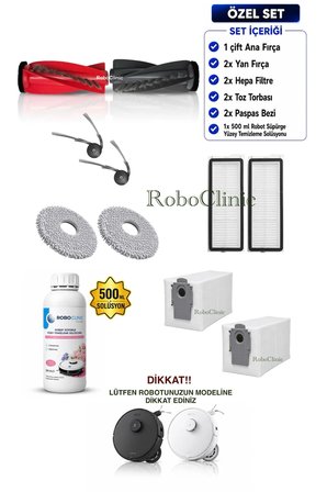 Roborock Qrevo Edge 5V1 Robot Süpürge Uyumlu Yedek Toz Torbası, Fırça, Hepa Filtre, Mop, Deterjan Seti