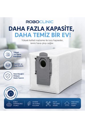 Roborock Qrevo Edge 5V1 Robot Süpürge Uyumlu Yedek Parça Toz Torbası 2 Adet