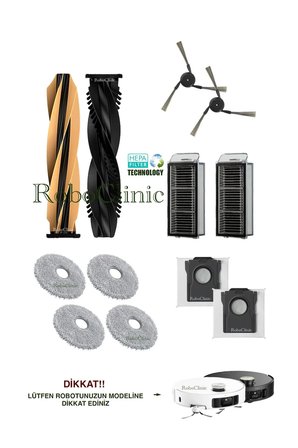 Dreame X50 Ultra Complete Robot Süpürge Uyumlu Yedek Toz Torba, Fırça, Filtre, Mop 12 Parça