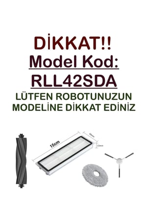 Dreame L40 Model Kod:RLL42SDA / L40 Plus Robot Süpürge Uyumlu Fırça, Hepa Filtre, Mop Seti-9 Parça