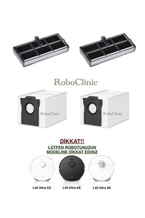 Dreame L40 Ultra CE ve AE Robot Süpürge Uyumlu Yedek Toz Torbası, Hepa Filtre 4 Parça