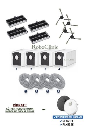 Dreame X40 Ultra L40 Ultra Robot Süpürge Uyumlu Toz Torbası, Yan Fırça, Hepa Filtre, Mop Paspas Seti. 16 Parça
