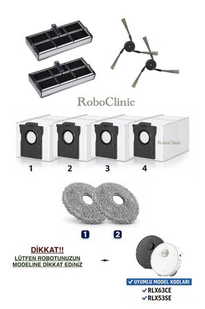 Dreame X40 Ultra L40 Ultra Robot Süpürge Uyumlu Toz Torbası, Yan Fırça, Filtre, Mop Paspas Seti- 10 Parça