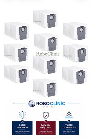 Roborock Saros 10R Robot Süpürge Uyumlu Yedek Aksesuar Parçası Toz Torba 10 Adet
