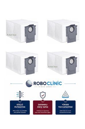 Roborock Saros 10R Robot Süpürge Uyumlu Yedek Aksesuar Parçası Toz Torba 4 Adet