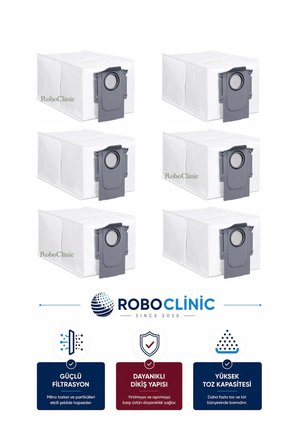 Roborock Saros 10R Robot Süpürge Uyumlu Yedek Aksesuar Parçası Toz Torba 6 Adet