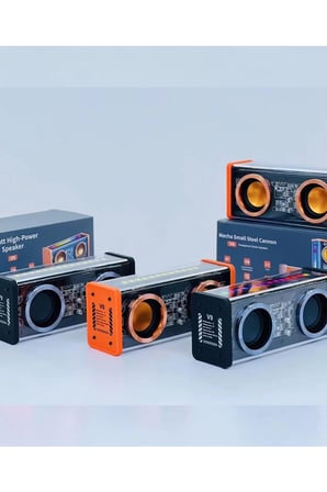 Şeffaf Mecha Müzik Tws Stereo Rgb İ̇Şıklı Hoparlör Kablosuz Bluetooth 5.0 Taşınabilir Hoparlör V9
