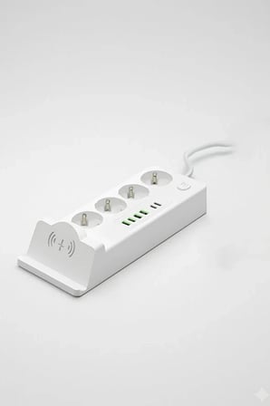 Akım Korumalı Priz Ve Masaüstü Şarj İstasyonu Kablosuz 4 Priz ,4 Usb, 2 Type-c Girişli 2 Metre