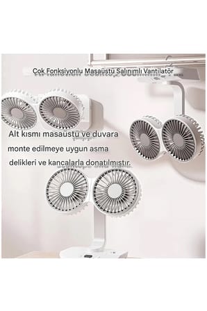 Masaüstü Dijital Ekranlı Çift Fanlı Led Işıklı Soğutucu Fan Ev Ofis Şarjlı Vantilatör