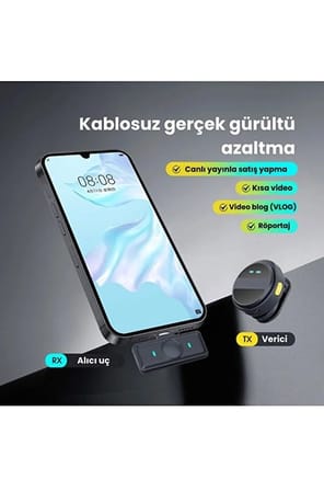 2 Adet Profesyonel Kablosuz Yaka Mikrofonu Typce Uyumlu Manyetik Klipsli
