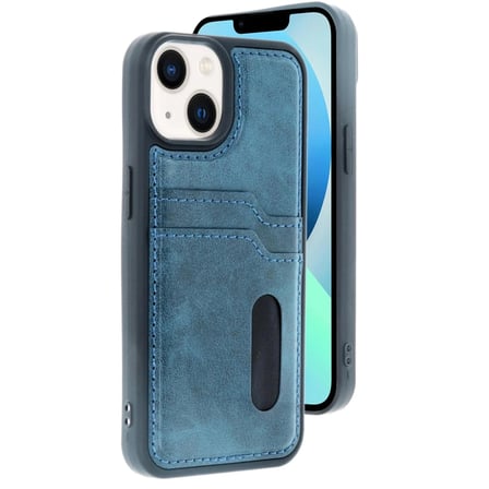 İphone 15 Sara Kartvizitli Deri Kılıf - Lacivert
