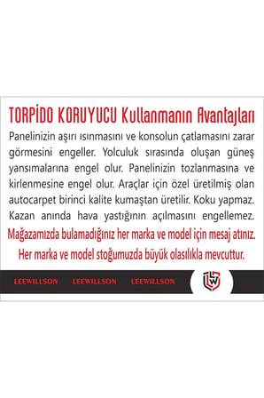 Toyota Corolla 2019-2021 Modellerine Uygun Torpido Koruma Halısı Siyah Kenar Renk Siyah