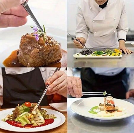 Şef Tipi Profesyonel Mutfak Cımbızı 30 cm - Uzun Paslanmaz Çelik Air Fryer & Barbekü Maşası (Et, Kızartma, Servis)