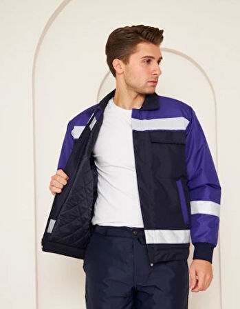 Mervem Saks Mavi Robalı Lacivert Soğuk Hava Mont Pantolon Takım Su ve Rüzgar İticili