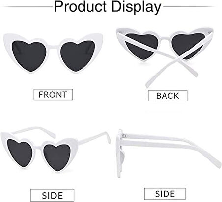 Beyaz Renk Kalp Şekilli Parti Gözlüğü