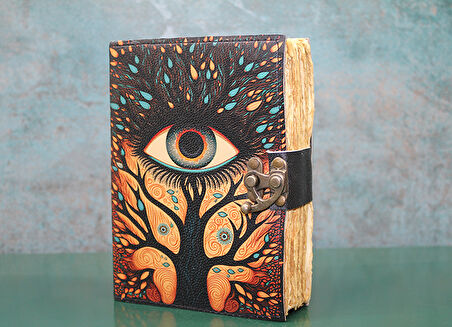 Göz Tasarımlı Deri Defter