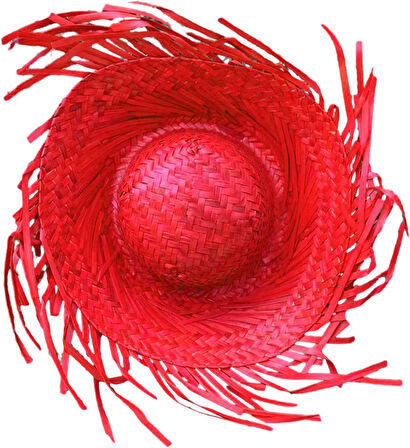 Tropikal Parti Kırmızı Hasır Hawaii Şapkası