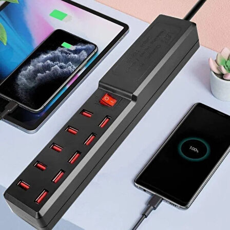 10 Portlu USB Şarj Adaptörü
