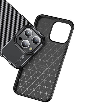 Apple iPhone 15 Pro Max Uyumlu Kılıf Ultra Slim Fit Karbon Silikon