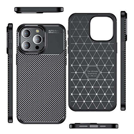 Apple iPhone 15 Pro Uyumlu Kılıf Ultra Slim Fit Karbon Silikon