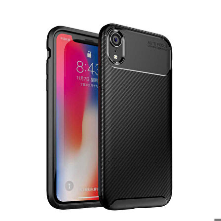 Apple iPhone XR Uyumlu Kılıf Ultra Slim Fit Karbon Silikon