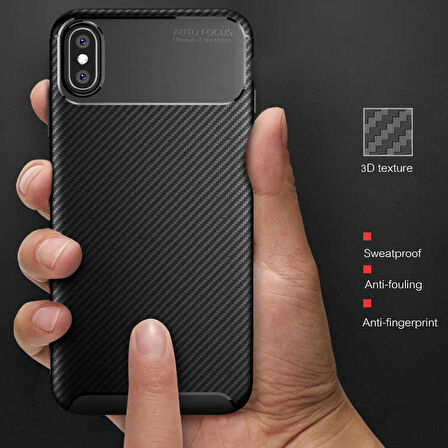 Apple iPhone XS Uyumlu Kılıf Ultra Slim Fit Karbon Silikon