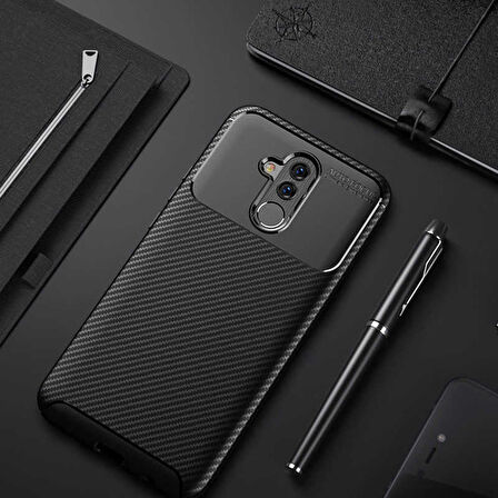 Huawei Mate 20 Lite Uyumlu Kılıf Ultra Slim Fit Karbon Silikon