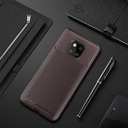 Huawei Mate 20 Pro Uyumlu Kılıf Ultra Slim Fit Karbon Silikon