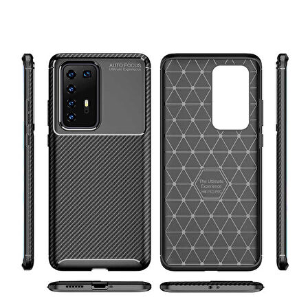Huawei P40 Pro Uyumlu Kılıf Ultra Slim Fit Karbon Silikon