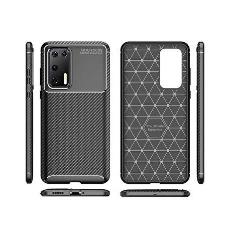 Huawei P40 Uyumlu Kılıf Ultra Slim Fit Karbon Silikon