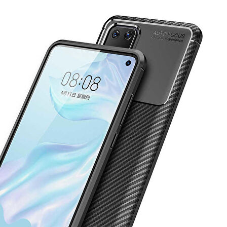 Huawei P40 Uyumlu Kılıf Ultra Slim Fit Karbon Silikon