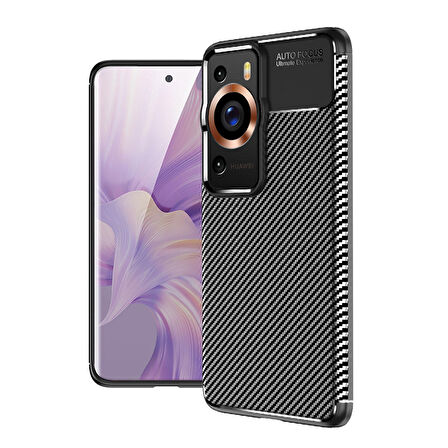 Huawei P60 Pro Uyumlu Kılıf Ultra Slim Fit Karbon Silikon