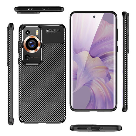 Huawei P60 Pro Uyumlu Kılıf Ultra Slim Fit Karbon Silikon