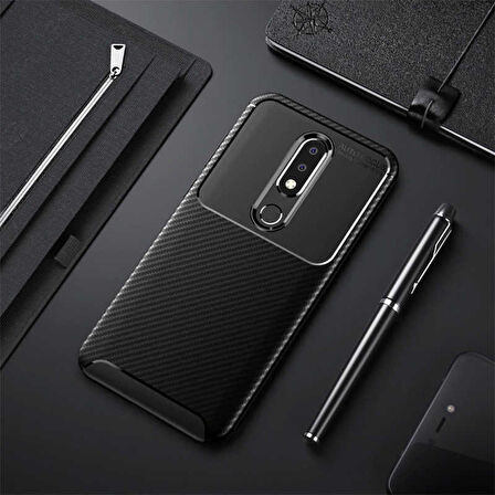Nokia 5.1 Plus Uyumlu Kılıf Ultra Slim Fit Karbon Silikon