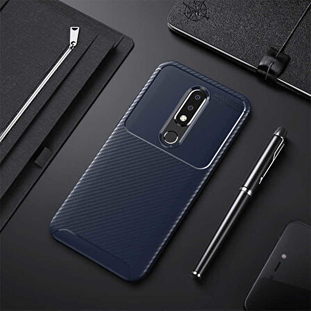Nokia 5.1 Plus Uyumlu Kılıf Ultra Slim Fit Karbon Silikon