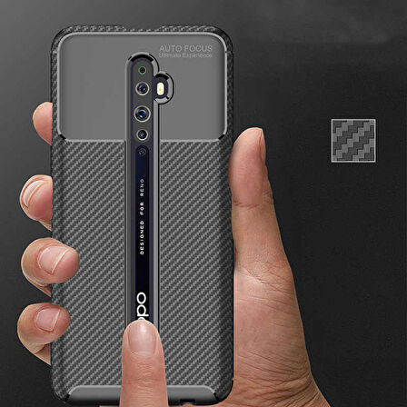 Oppo Reno 2 Uyumlu Kılıf Ultra Slim Fit Karbon Silikon