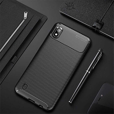 Samsung Galaxy A10 Uyumlu Kılıf Ultra Slim Fit Karbon Silikon