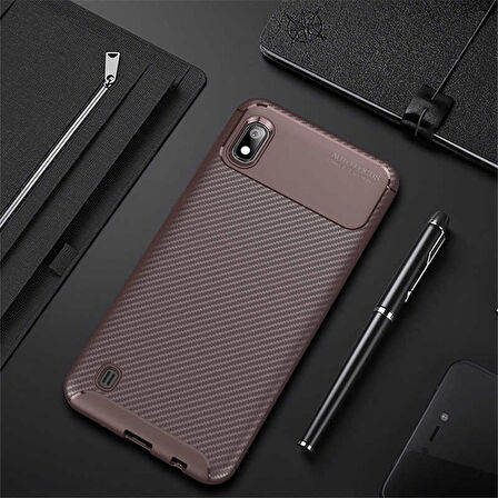 Samsung Galaxy A10 Uyumlu Kılıf Ultra Slim Fit Karbon Silikon