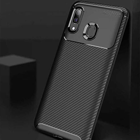 Samsung Galaxy A20 Uyumlu Kılıf Ultra Slim Fit Karbon Silikon