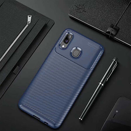 Samsung Galaxy A20 Uyumlu Kılıf Ultra Slim Fit Karbon Silikon